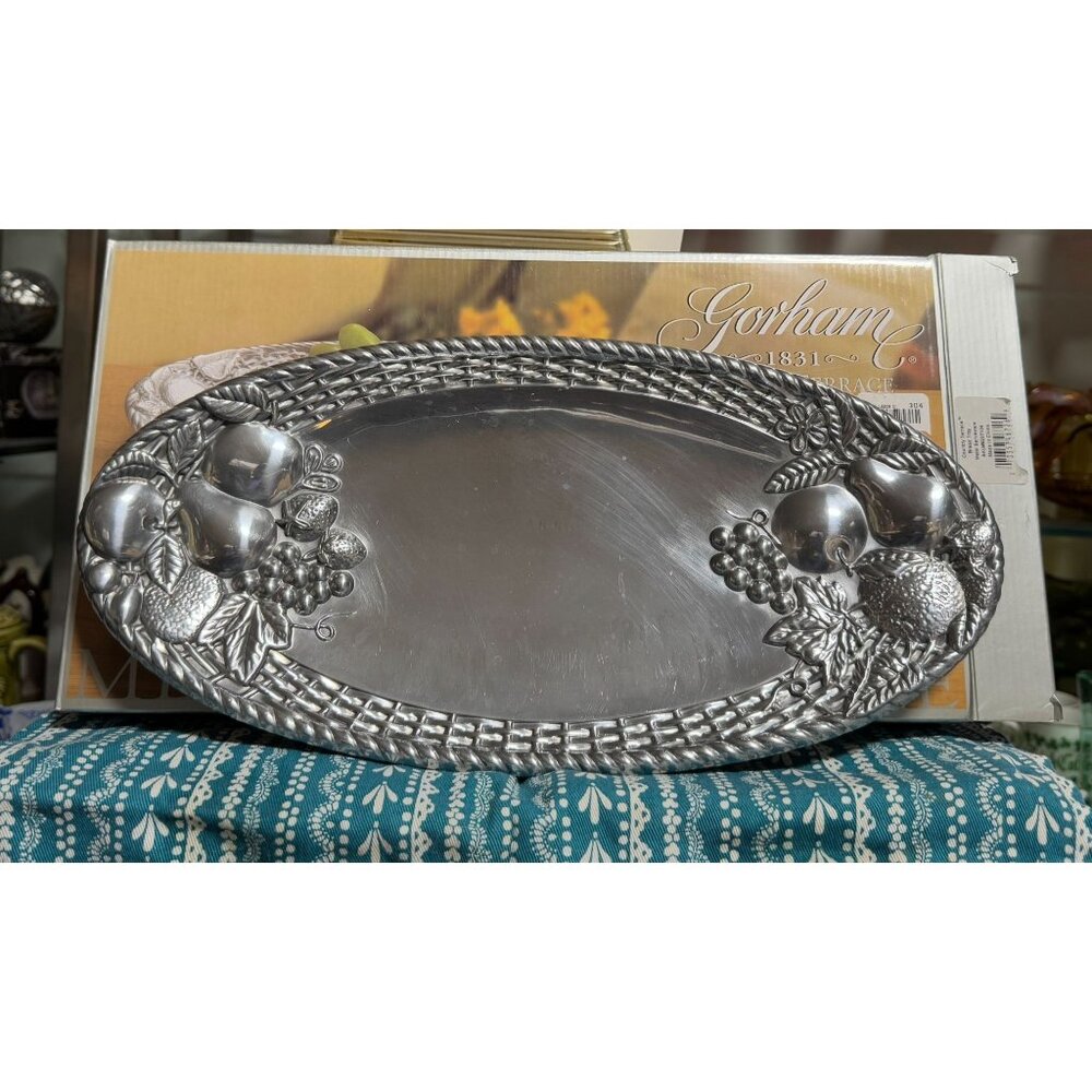 Gorham Country Terrace Bread Tray Oval 14" Metal Serveware